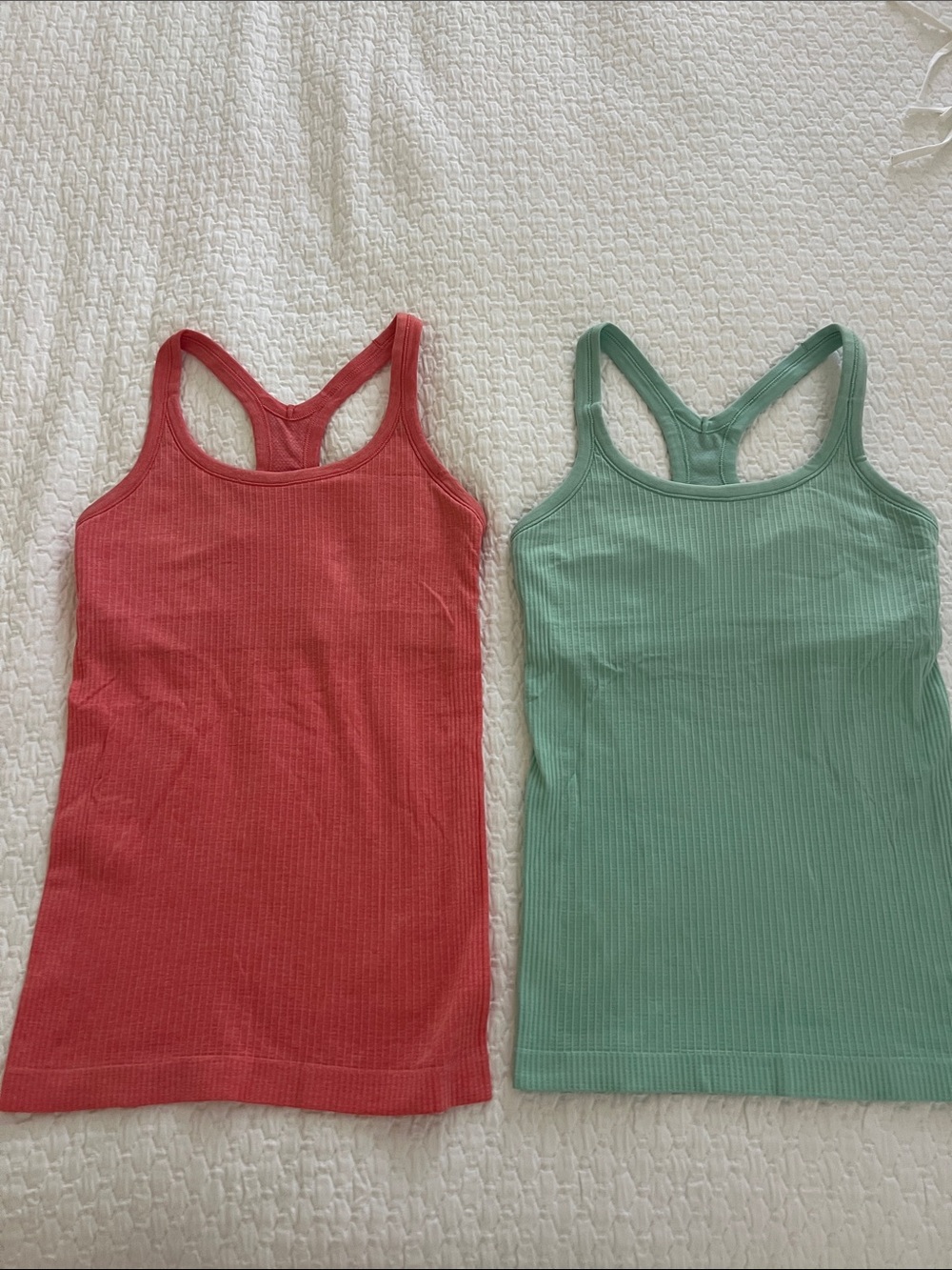 lululemon athletica Ribbed Racerback Tank - Coral and Mint